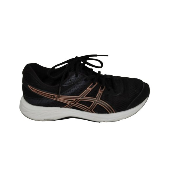 Asics Contend 6 Sneakers Women Size 9 Black Rose Gold Everyday Comfort 1012A570 - Picture 1 of 9